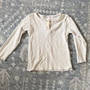 ✨5/$25✨Zara Cream Ribbed Henley Long-Sleeve Top
